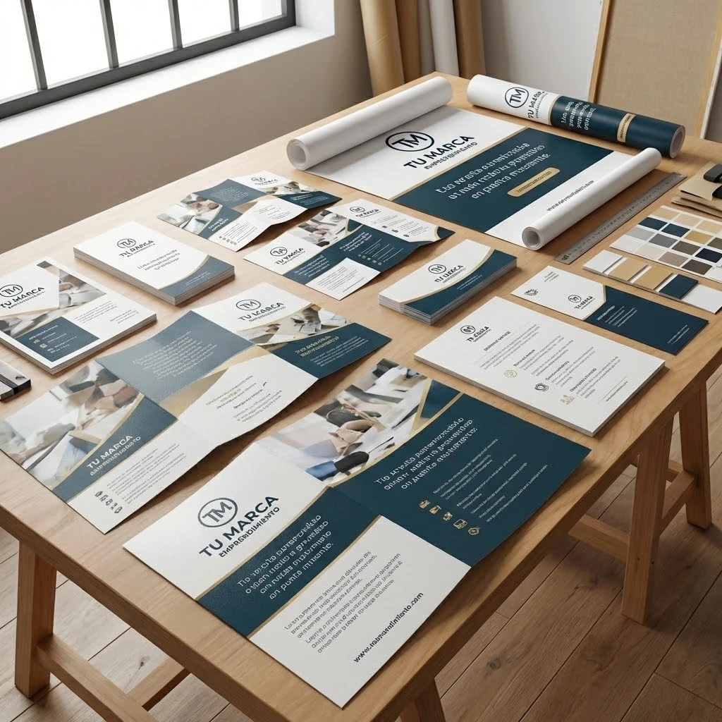 Folleto tríptico con diseño limpio