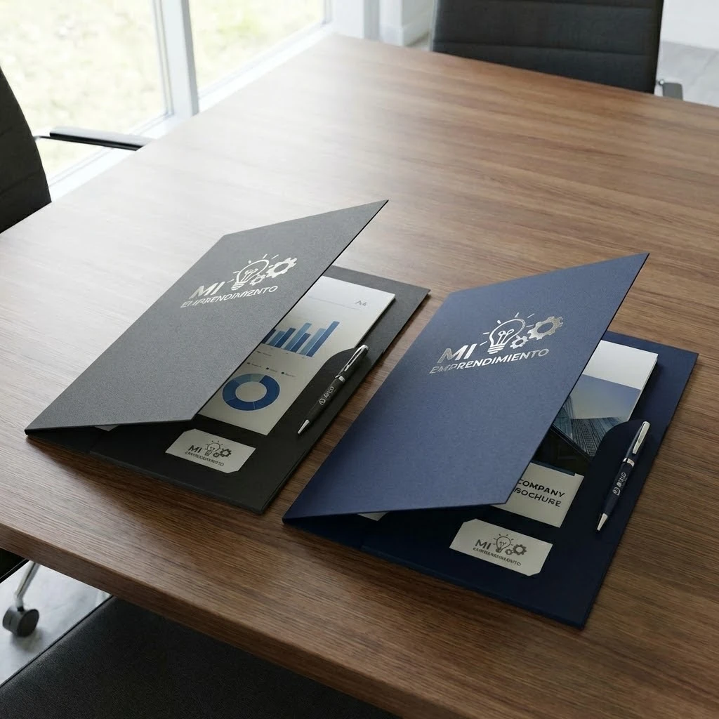 Carpeta corporativa con logo impreso