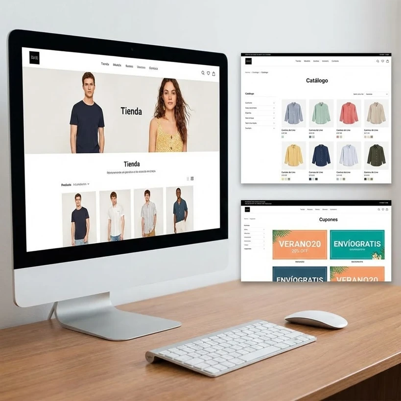 Vista de catálogo de indumentaria en una tienda online