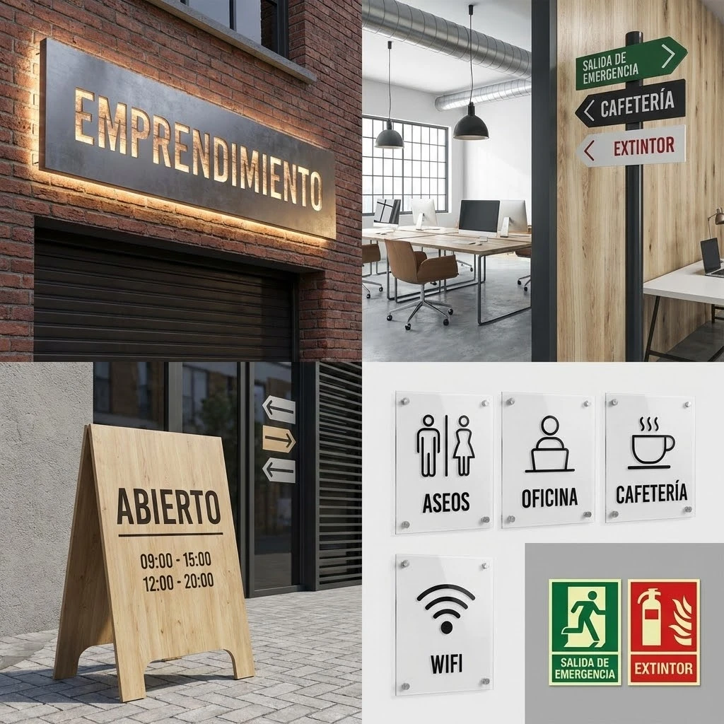 Señalética interior con pictogramas claros